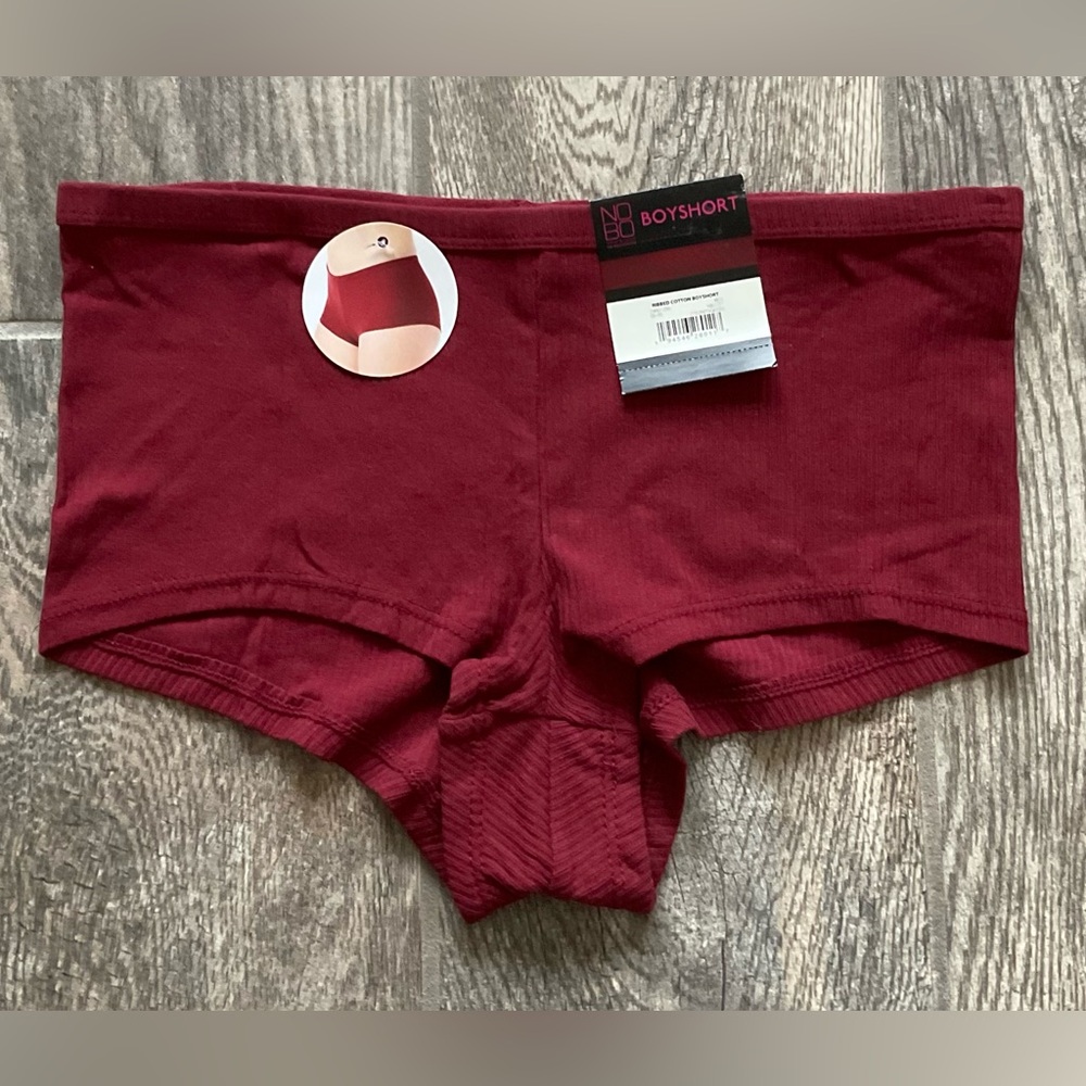 New Nobo, No Boundaries ribbed cotton boyshort panties you pick size burgundy